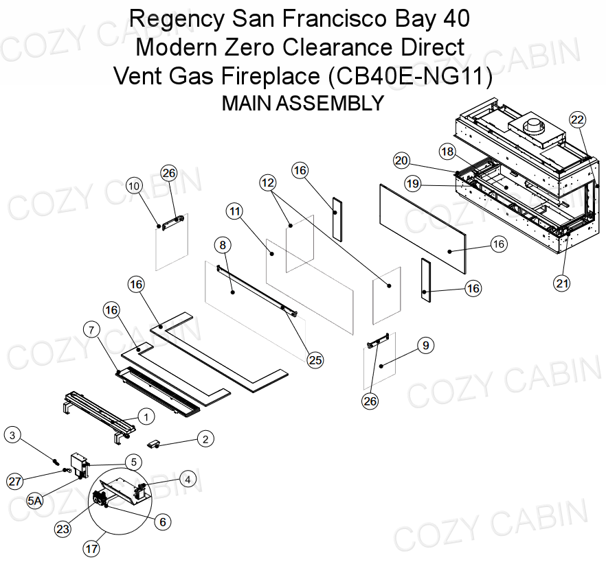 Regency San Francisco Bay 40 Modern Zero Clearance Direct Vent Natural Gas Fireplace (CB40E-NG11) #CB40E-NG11